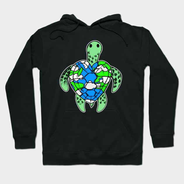 Turtle Planet Earth Heart Earth Day Mothers Day Hoodie by doodlerob